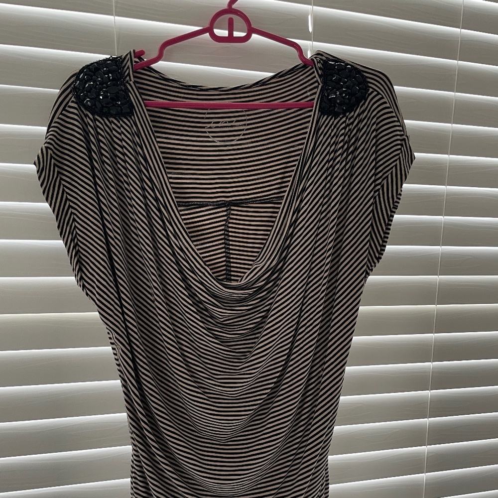 inc black & off white striped shirt